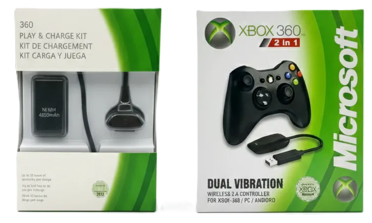 Wireless Dual Vibration Controller + Xbox 360 Charge Kit Bundle